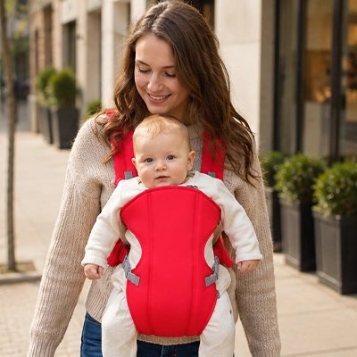 bebe-dans-porte bebe-rouge-avec-maman-en-ville