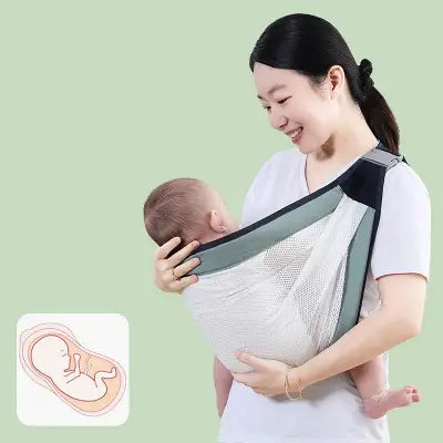 porte bebe vert olive maman regarde bebe