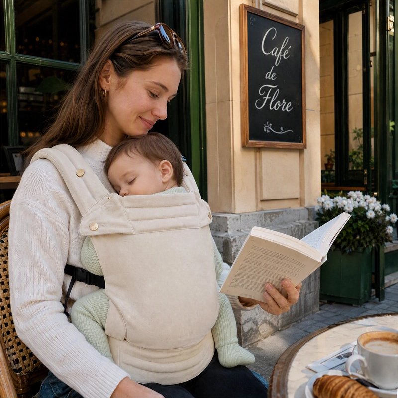 bebe endormi dans porte bebe