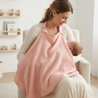 Cape-d'allaitement-rose-maman-observe-bebe