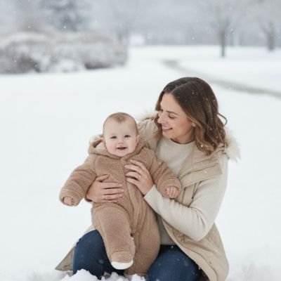 Combinaison hiver pour bebe​ maman bebe jouent dans neige
