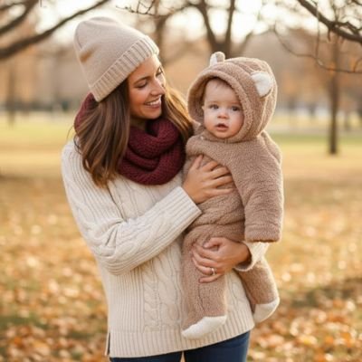 Combinaison hiver pour bebe​ marron maman bebe au parc