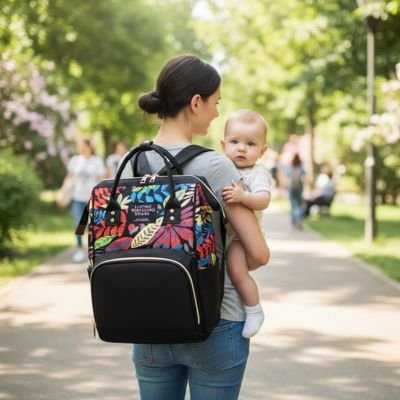 Sac a langer noir confortable 
